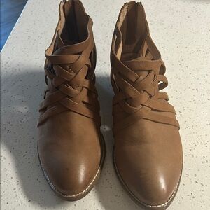 Seychelles Brown Ankle Boots with Crisscross Straps